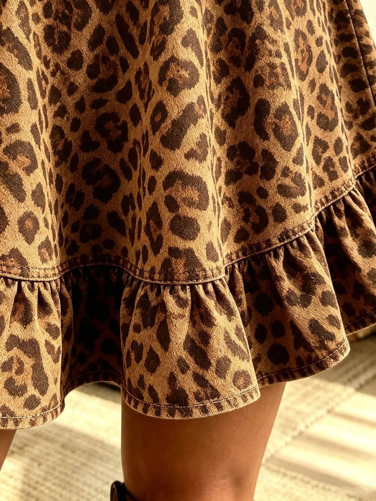 Women's Off-the-Shoulder 3D Rose Leopard Mini Dress