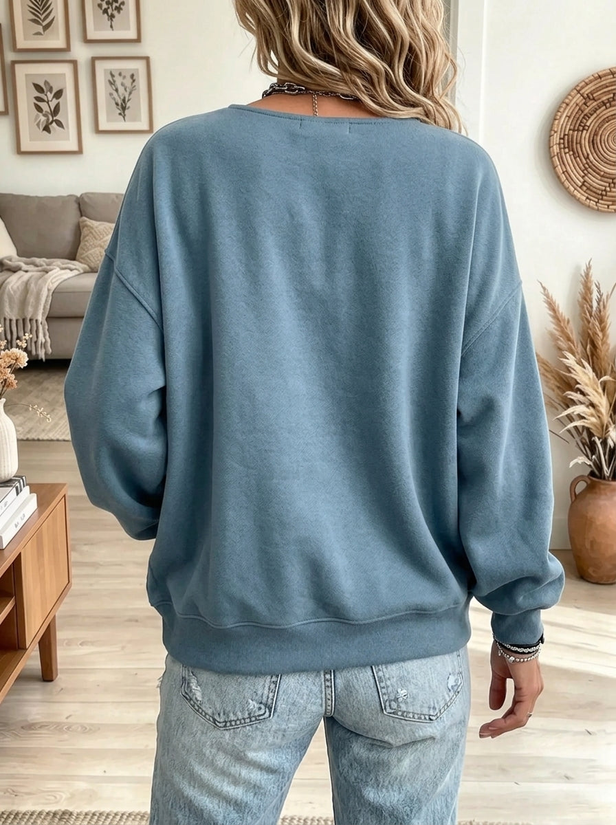 Women's Asymmetric Curved Placket Sweatshirt