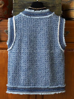 Retro Elegant Chic Denim Patchwork Art Casual Stylish Vest Coat