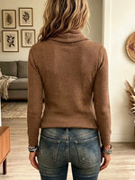Women's Draped Cowl Neck Ribbed Knit Top