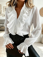 Retro Ruffle Stand Collar Art Casual Stylish Long Sleeve Shirt