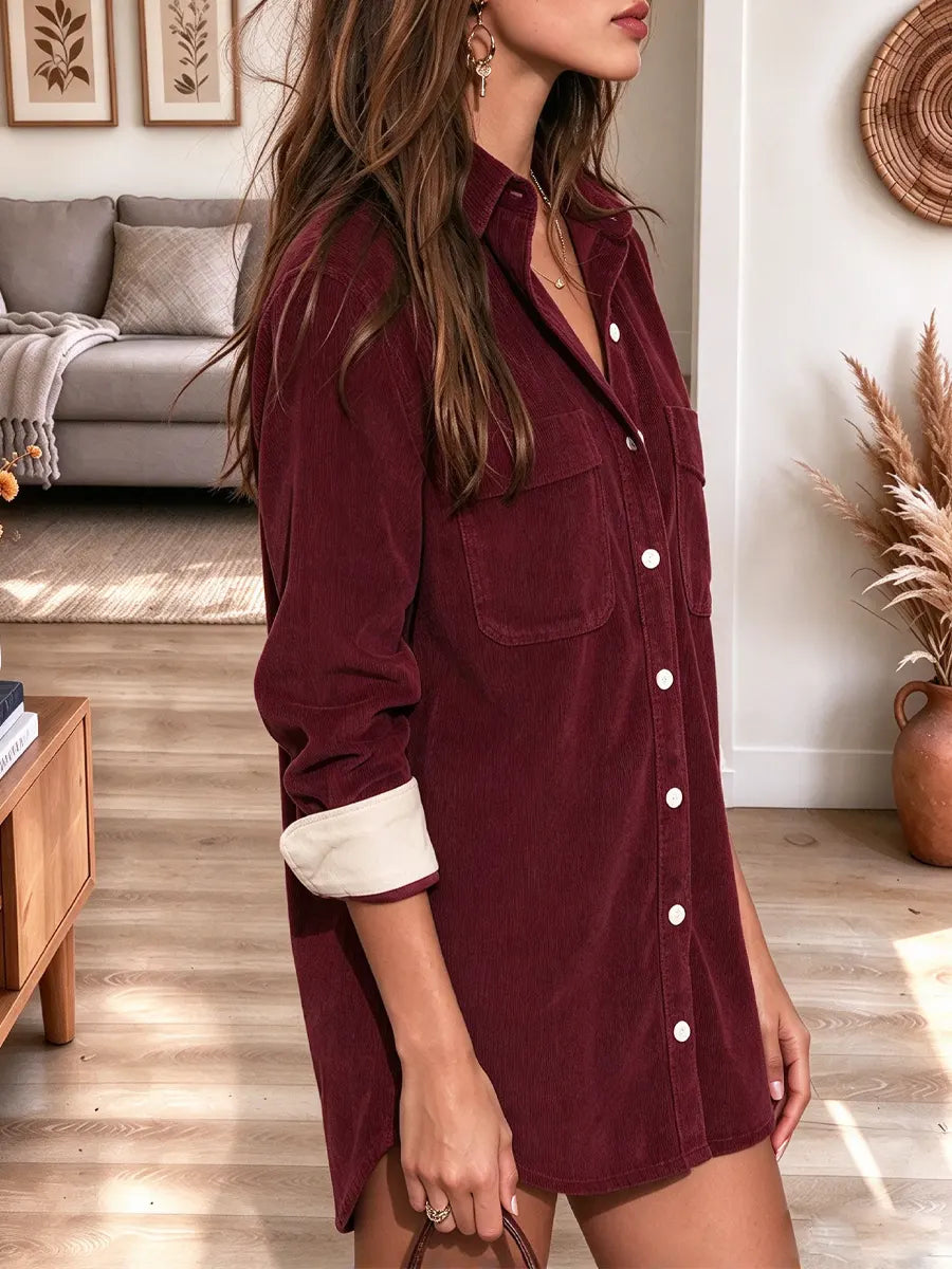 Vintage Chic Lapel Art Casual Stylish Long Sleeve Mini Shirt Dress