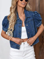 Retro Chic Lapel Casual Stylish Short Sleeve Denim Coat