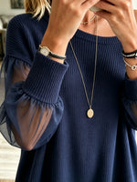 Women's Off-the-Shoulder Sheer Sleeve Knit Top