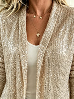 Women's Sequin Open-Front Blazer Cardigan