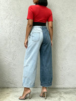 Women's Color-block Wide-leg Jeans