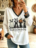 Women's Creepy Dogs Lineup Colorblock Long-Sleeve T-Shirt