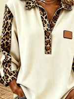 Retro Chic Leopard Pattern Art Long Sleeve Casual Stylish Patchwork Shirt