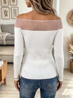 Women's Mesh Panel Off-the-Shoulder Top