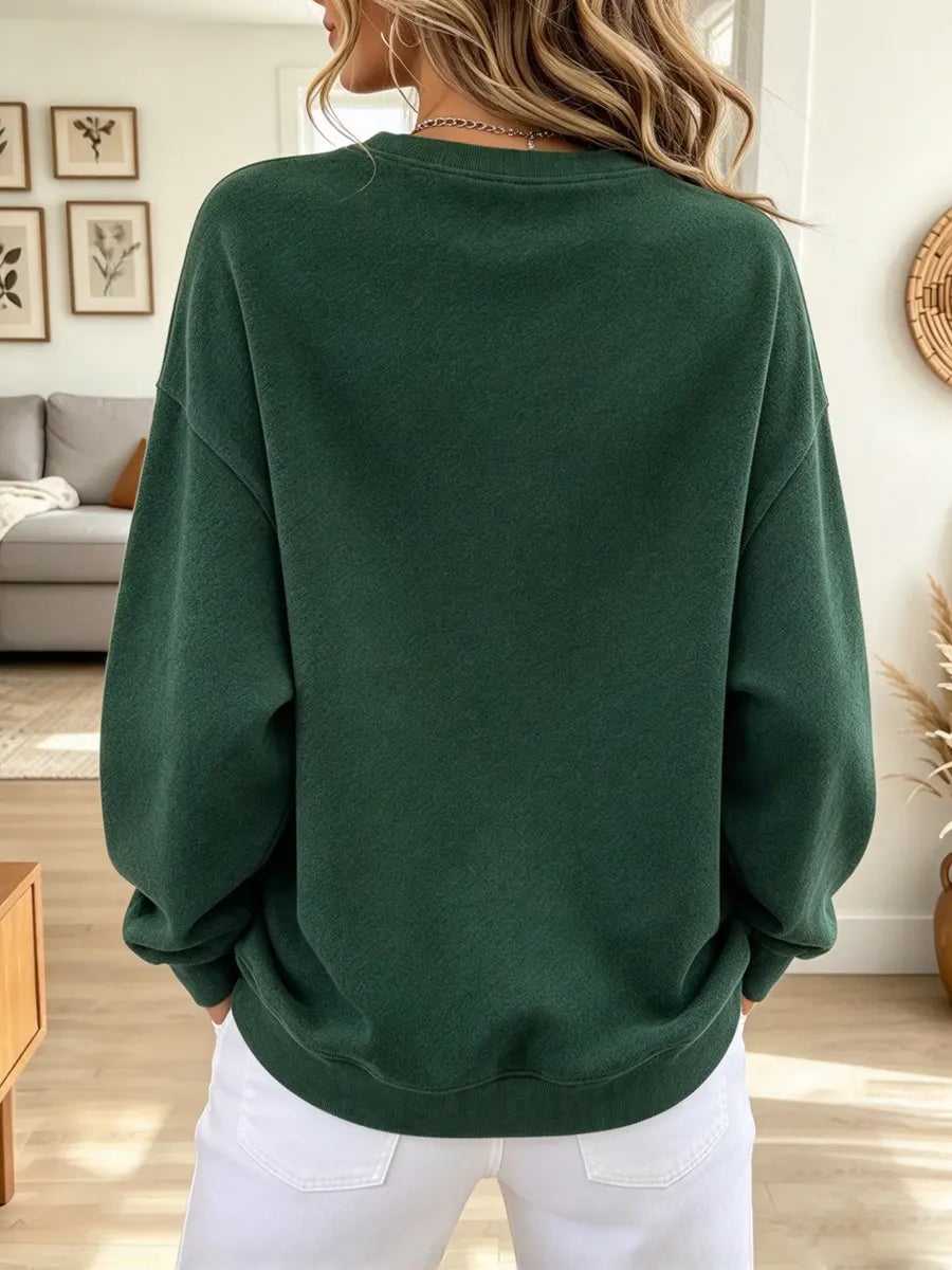 Vintage Christmas Tree Pattern Art Casual Stylish Long Sleeve Sweatshirt