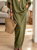 Retro Elegant Loose Art Casual Stylish 3/4 Sleeve Top And Skirt Two-piece Set
