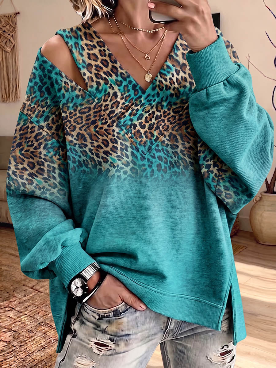 Vintage Elegant Cotton Fabric Patchwork Patterned Print Sweatshirt