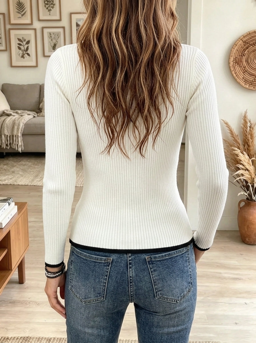 Women's Asymmetric Button Slim Knit Top
