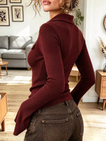 Vintage Chic Zip Lapel Knitted Art Casual Stylish Long Sleeve Sweater
