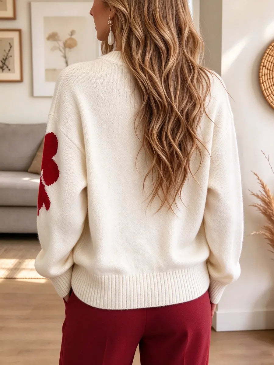 Retro Elegant Knit Floral Art Casual Stylish Long Sleeve Sweater