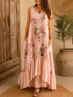 Women's High-Low Floral Tank Maxi Dress